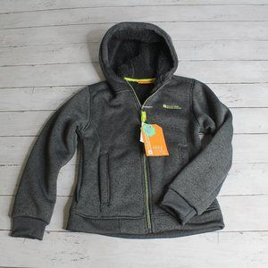 Mountain Warehouse Boy's Hooded Knit Jacket Size 9 10 Gray Faux Shearling